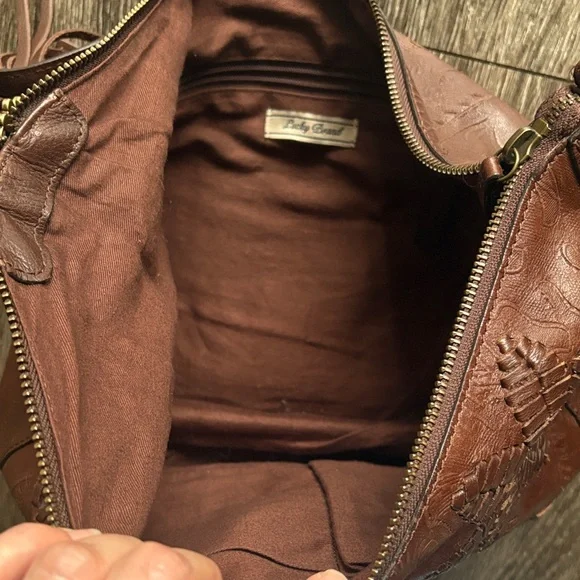 Lucky Brand Stitched Brown Leather Bag - Picture 3 of 7